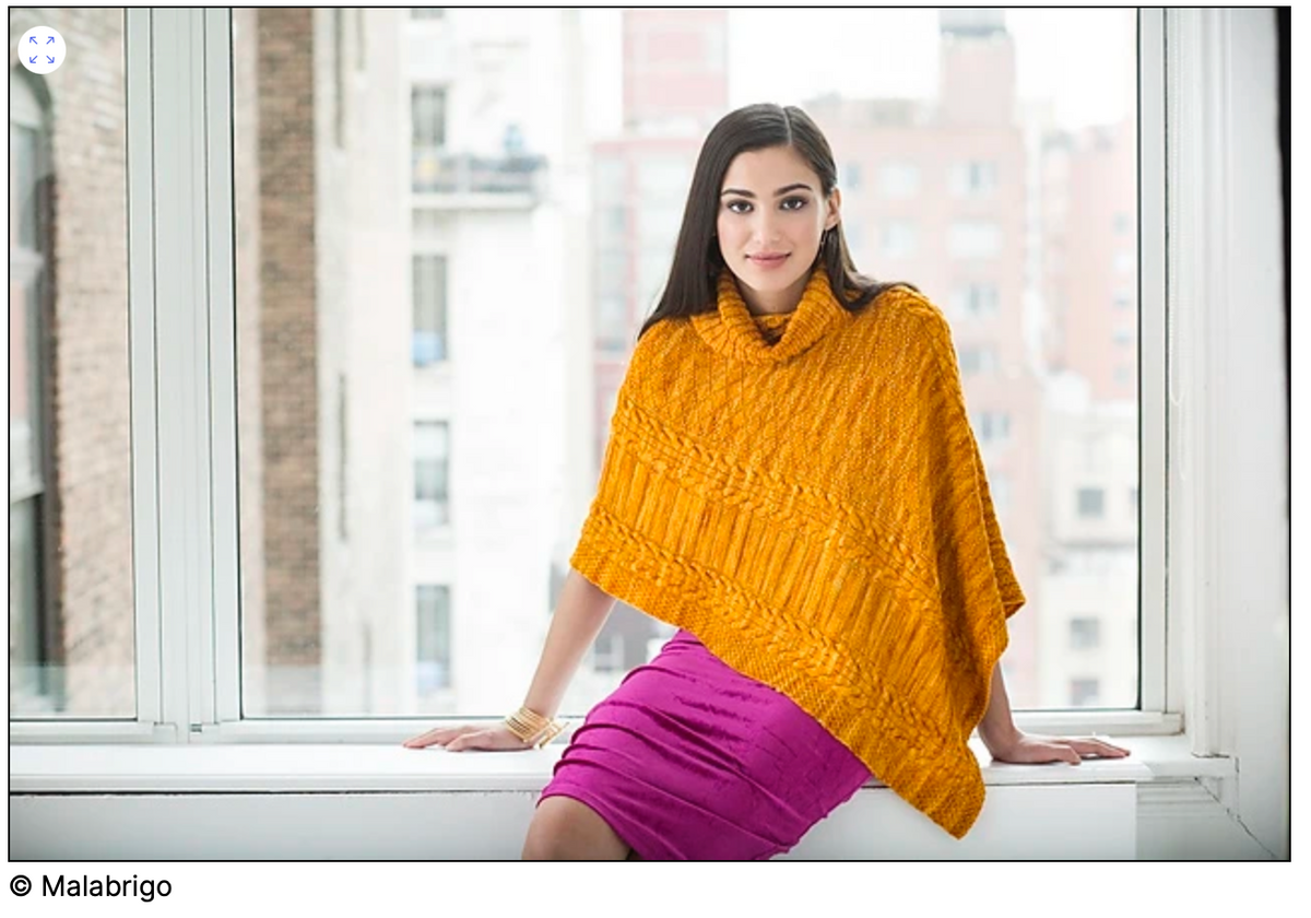 Picture of the Poncho that you can make with this yarn kit - pattern sold separately on Ravelry